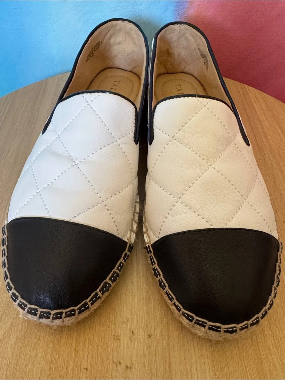 TALBOTS quilted cap-toe espadrille flats, the classic Chanel-style Size 8M NWOT
